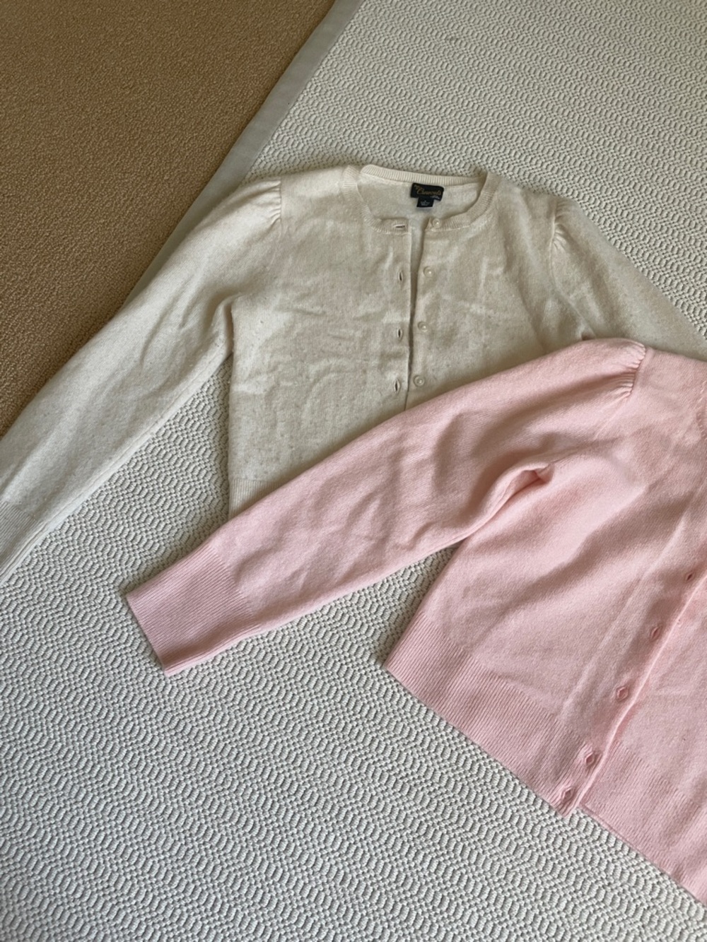 J. Crew Cream and Light Pink Twin Cardigans
